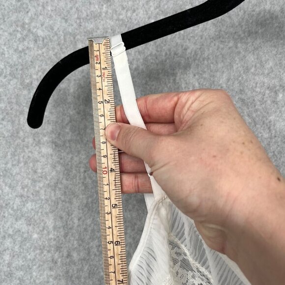 Youth Form VTG Midi Slip Dress Size 36 White Pleated Lace Dainty Bridal Coquette - Picture 9 of 12